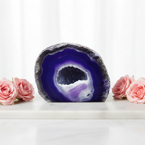 Purple Agate Cave (362g) – Calming, Protective & Soft Ambient Energy - Heavenly Crystals Online