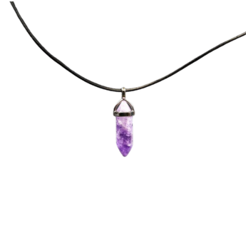 Purple Fluorite Double Terminated Pendant on Black Cord – Energy, Balance & Clarity - Heavenly Crystals Online