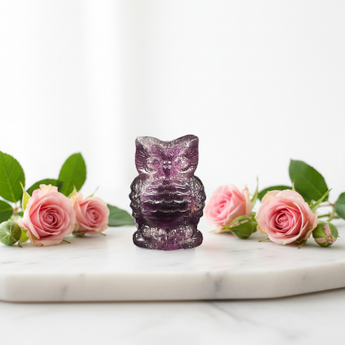 Purple Fluorite Owl Carving 45g – Intuition, Focus & Spiritual Protection - Heavenly Crystals Online