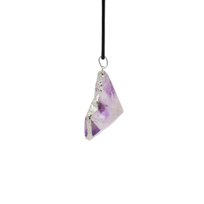 Purple Fluorite Pendant on Black Cord for Intuition & Clarity Crystal Necklace - Heavenly Crystals Online