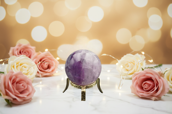 Purple Fluorite Sphere with Wooden Stand (101g) – Intuition, Calm & Mental Clarity - Heavenly Crystals Online