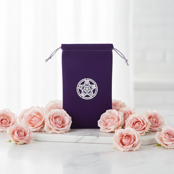 Purple Velvet Pouch with White Pentacle – Sacred Storage for Crystals, Tarot & Ritual Tools - Heavenly Crystals Online