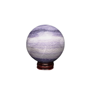 Purple Silky Fluorite Sphere with wooden stand - 423 grams