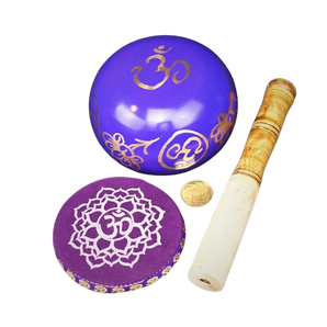 Purple Brass Singing Tibetan Bowl includes Striker and Cushion - Crown Chakra - Spirituality