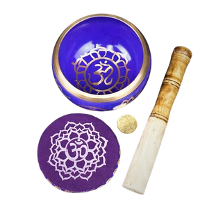 Purple Brass Singing Tibetan Bowl includes Striker and Cushion - Crown Chakra - Spirituality