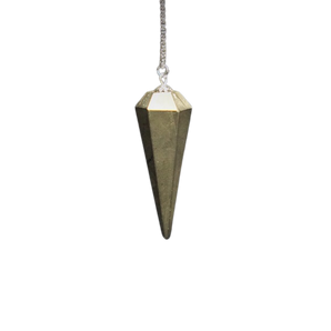 Pyrite Faceted Pendulum with Velvet Pouch – Protection, Confidence & Manifestation - Heavenly Crystals Online