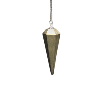 Pyrite Faceted Pendulum with Velvet Pouch – Protection, Confidence & Manifestation - Heavenly Crystals Online