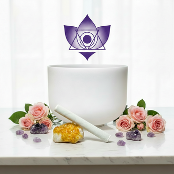 Quartz Crystal Singing Bowl – Third Eye Chakra Sound Healing Bowl for Awareness, Intuition & Inner Vision - Heavenly Crystals Online