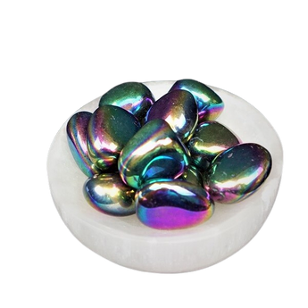 Rainbow Aura Hematite Tumbled Stone – Vibrant Energy, Strength & Balance - Heavenly Crystals Online