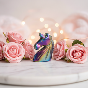 Rainbow Aura Hematite Unicorn – Protection, Grounding & Magical Energy - Heavenly Crystals Online