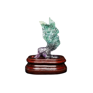 Rainbow Fluorite Angel on wooden stand (290g) – Clarity, Focus & Emotional Balance - Heavenly Crystals Online