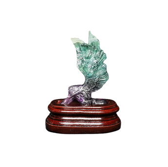 Rainbow Fluorite Angel on wooden stand (290g) – Clarity, Focus & Emotional Balance - Heavenly Crystals Online