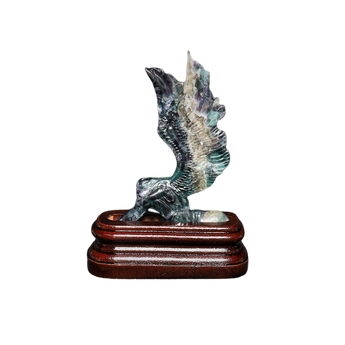 Rainbow Fluorite Angel on wooden stand (340g) – Clarity, Focus & Emotional Balance - Heavenly Crystals Online
