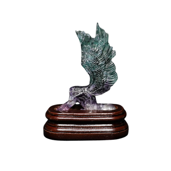 Rainbow Fluorite Angel on wooden stand (408g) – Clarity, Focus & Emotional Balance - Heavenly Crystals Online