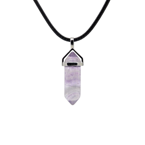 Rainbow Fluorite Double Terminated Pendant with black cord for Intuition & Clarity - Heavenly Crystals Online