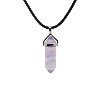 Rainbow Fluorite Double Terminated Pendant with black cord for Intuition & Clarity - Heavenly Crystals Online