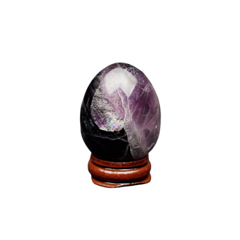 Rainbow Fluorite Egg with Wooden Stand (112g) — The Genius Stone of Clarity & Energy Alignment - Heavenly Crystals Online