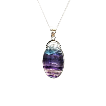 Rainbow Fluorite Pendant in 925 Sterling Silver with chain – Focus, Clarity & Emotional Balance - Heavenly Crystals Online
