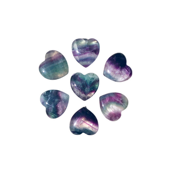 Rainbow Fluorite Puff Heart (30mm) - Clarity, Calm & Intuitive Flow - Heavenly Crystals Online