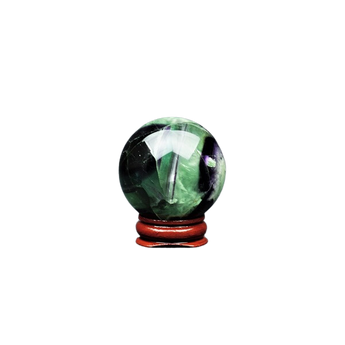 Rainbow Fluorite Sphere with Wooden Stand (146g) - Clarity, Focus & Emotional Balance - Heavenly Crystals Online