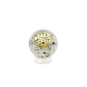 Rainbow Moonstone Orgonite Sphere (127g) with Wooden Stand – Intuition, Balance & Lunar Energy Clearing - Heavenly Crystals Online