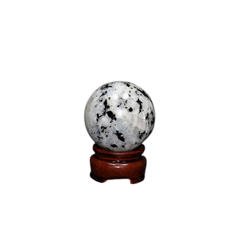 Rainbow Moonstone Sphere with Wooden Stand (182g) – Intuition, Feminine Energy & Emotional Balance - Heavenly Crystals Online