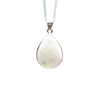 Rainbow Moonstone Teardrop Pendant in 925 Sterling Silver with Chain - Intuition & Feminine Energy - Heavenly Crystals Online