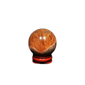Red Copper Rutilated Quartz Sphere with wooden stand - 85 grams