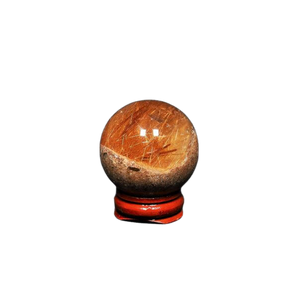 Red Copper Rutilated Quartz Sphere with wooden stand - 85 grams