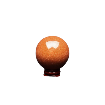 Red Goldstone Sphere (Manmade - glass with copper) with wooden stand (263g) - Ambition & Vitality - Heavenly Crystals Online