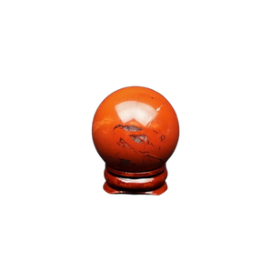 Red Jasper Sphere with Wooden Stand (89g) – Strength, Grounding & Vital Life Force Energy - Heavenly Crystals Online