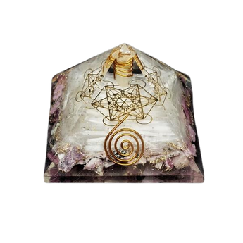 Rhodochrosite, Rhodonite, Selenite & Clear Quartz Orgonite Pyramid – Heart Healing, Emotional Balance, Cleansing & High‑Vibration Alignment - Heavenly Crystals Online