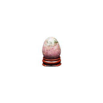 Rhodonite Egg with Wooden Stand (62g) – The Stone of Compassion, Forgiveness & Emotional Healing - Heavenly Crystals Online