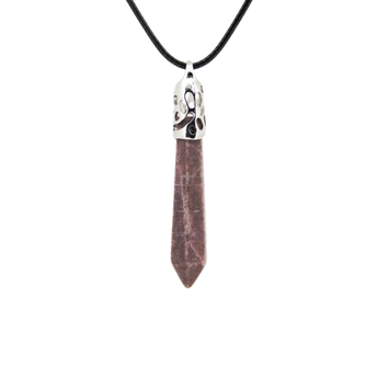 Rhodonite Pendant with Black Cord – Emotional Healing & Heart Chakra Crystal Necklace - Heavenly Crystals Online