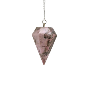 Rhodonite Pendulum with Velvet Pouch – Emotional Healing, Compassion & Heart Chakra - Heavenly Crystals Online