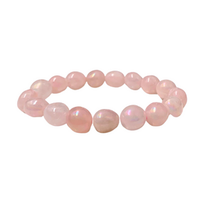 Rose Aura Quartz Tumble Bracelet (9mm) Heart Chakra, Positivity & Emotional Healing - Heavenly Crystals Online