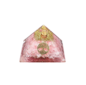 Rose Quartz, Clear Quartz, Copper & Tree of Life Orgonite Pyramid – Love, Healing, Clarity & Heart‑Centred Alignment - Heavenly Crystals Online