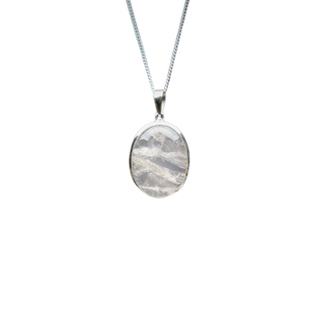Rose Quartz Oval Pendant in 925 Sterling Silver with chain (B) Heart Chakra & Love Crystal - Heavenly Crystals Online