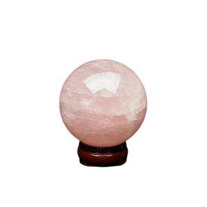Rose Quartz Sphere with Wooden Stand (996g) – Love, Compassion & Heart Chakra Healing - Heavenly Crystals Online