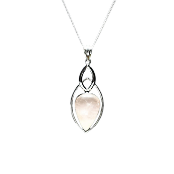 Rose Quartz Tear Drop Pendant in 925 Sterling Silver with chain - Heart Chakra & Love Crystal - Heavenly Crystals Online