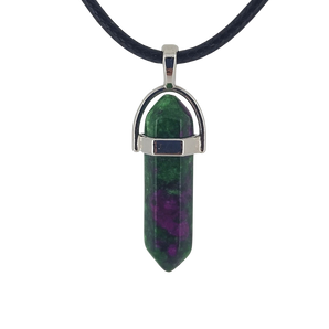 Ruby Zoisite Pendant with black cord