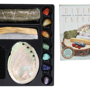 Sage and Stone - Palo Santo Smudge and Stone Wellness Kit (Colour Box) - Heavenly Crystals Online