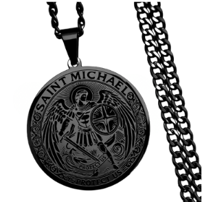 Saint Michael Protect Us Pendant – Stainless Steel Necklace - Heavenly Crystals Online
