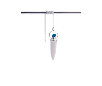 Scolecite with Cavansite Faceted Pendulum with Velvet Pouch – Intuition, Clarity & Spiritual Awakening - Heavenly Crystals Online