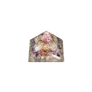 Selenite, Amethyst, Clear Quartz & Pink Tourmaline Orgonite Pyramid (324g) – Cleansing, Intuition, Heart Healing & High‑Vibration Alignment - Heavenly Crystals Online