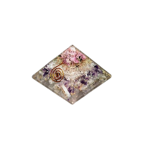 Selenite, Amethyst, Clear Quartz & Pink Tourmaline Orgonite Pyramid (324g) – Cleansing, Intuition, Heart Healing & High‑Vibration Alignment - Heavenly Crystals Online