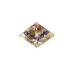 Selenite, Amethyst, Rhodonite & Rhodochrosite Orgonite Pyramid with Tree of Life (220g) – Emotional Healing, Protection & Heart‑Soul Alignment - Heavenly Crystals Online