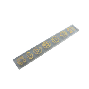 Selenite Chakra Charging Platform – Laser Gold Engraved Crystal Plate for Energy Balance & Meditation - Heavenly Crystals Online