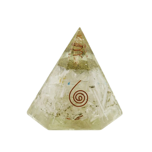 Selenite, Clear Quartz & Copper Orgonite Hexagonal Pyramid (312g) – Cleansing, Clarity, Protection & High‑Vibration Alignment - Heavenly Crystals Online