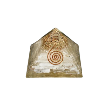 Selenite, Clear Quartz & Copper Orgonite Pyramid – Cleansing, Amplification & Energy Protection - Heavenly Crystals Online